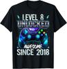 8th Birthday Boy Level 8 Gamer 8 Year Video Game Party T-Shirt