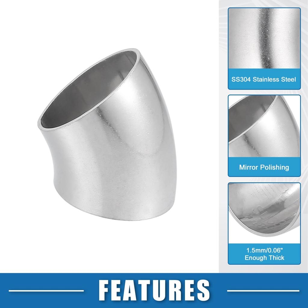 A ABSOPRO 45 Degree Steel Exhaust Elbow Pipe Bend Tube Durable 32mm OD Modified