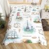 Aquarell Leuchtturm Segelboot Bettbezug Eiffelturm Bettwäscheset Nautisches Abenteuer Tagesdecke Polyester Steppdeckenbezug