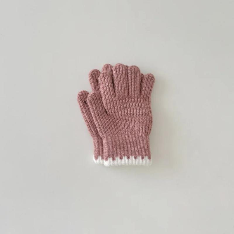 Korean Style Kids Knit Gloves Winter Warm Mittens Solid Color Gloves Soft Crochet Hand Warmers for Boys Girls Trendy Children