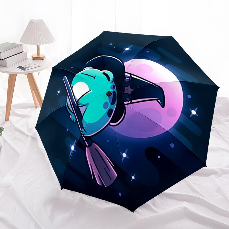 1pc Moon Witch Automatic Open/Close, Foldable Compact Umbrella with 8-Rib Shaft, Perfect Gift For Men And Women 121