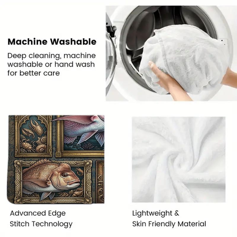 Marine Life 2D Flat Pattern Flannel Blanket, High quality All Seasons, Home Decor, Warmth and Comfort, Perfect for Christmas Gifts.