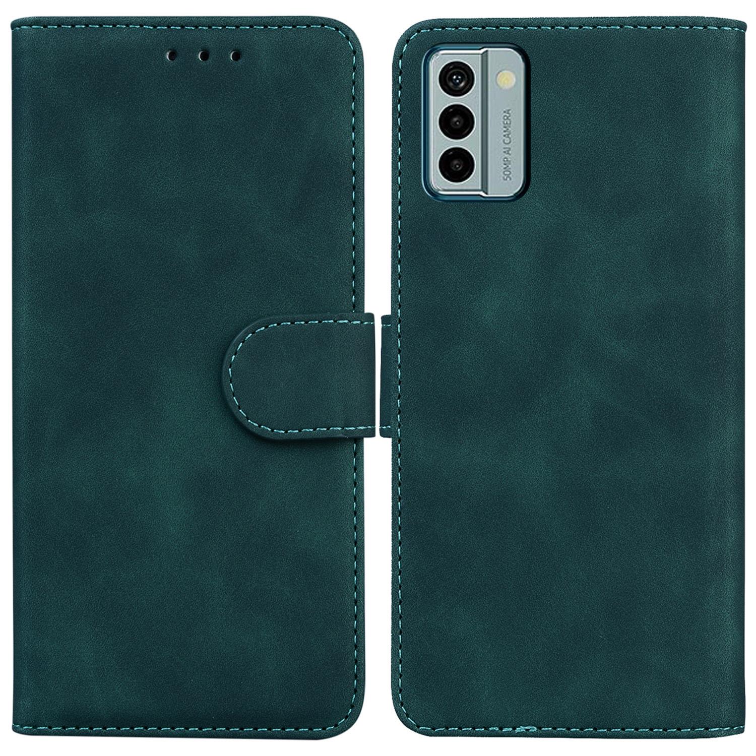 

Solid Color Phone Case for Nokia G22 PU Leather Shockproof Wallet Stand Cell Phone Cover Green