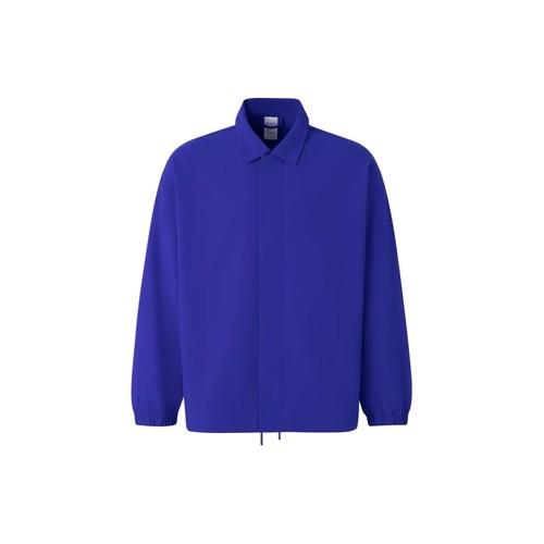 

adidas Letter Logo Polo Collar Hidden Button Jacket Unisex Bright Blue L