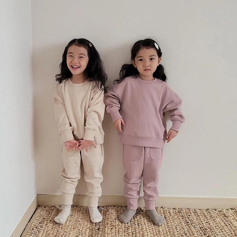 Children's Autumn Casual Korean Hoodie Set - Boys & Girls Two-Piece Long Sleeve Outfit