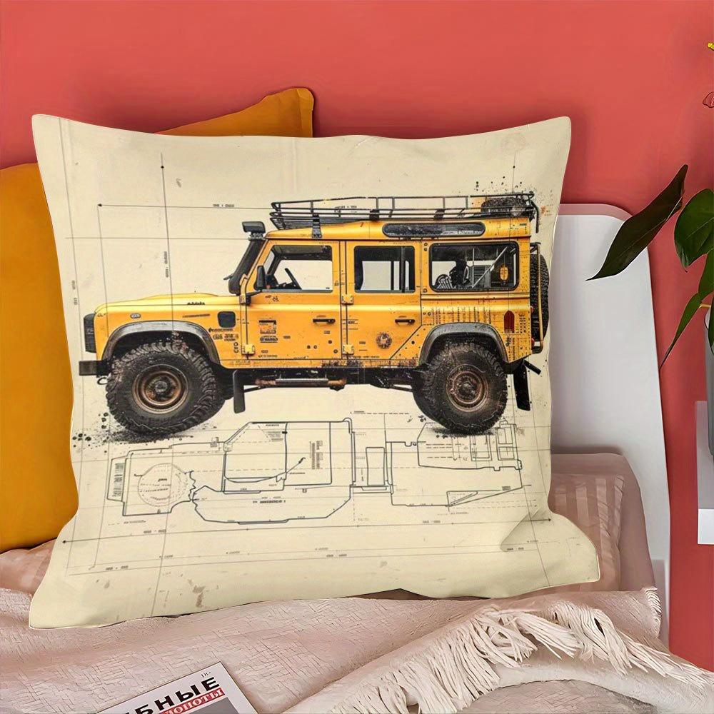 1pc, Off-Road Vehicle Pillow Cover - Soft And Comfortable, Single-Sided Print, Measuring 45 X 45 Cm, Suitable for Sofa, Bed, Or Living Room Decoration