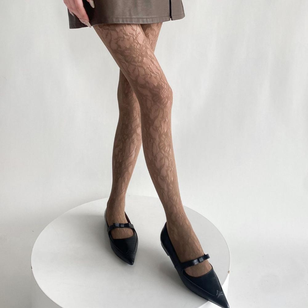 Punčocháče Dámské duté síťované stehenní punčochy Punčocháče Dámské spodní prádlo Sexy krajkové květinové punčocháče Body punčochy