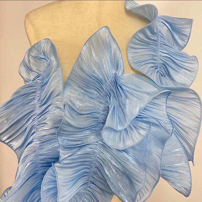 3Yard Glossy Big Wave Lace Trim Bright Silk Ruffle Fabric Applique DIY Cosplay Dance Perform Cosplay Sewing Accessories