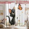 2D flat printing 2pcs Curtains Black Cat Butterfly Cute Digital Printed Polyester Drapes Festive Holiday Use for Holiday Parties