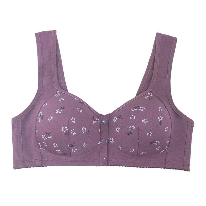 Styling Cup Front Buckle Underwear Women's Printing No Steel Ring Wide Shoulder Strap Vest New Large Size Bra