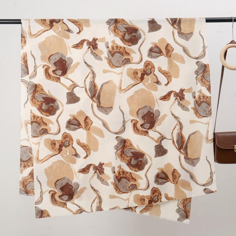 Holiday flower skin-friendly velvet autumn and winter skin-friendly and warm imitation cashmere printed scarf versatile shawl