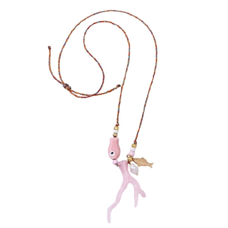 Modern Coral Ceramic Jewelry Necklace Adjustable Clavicle Chain Comfortable Wear Jewelry for Daily Use or Celebrations