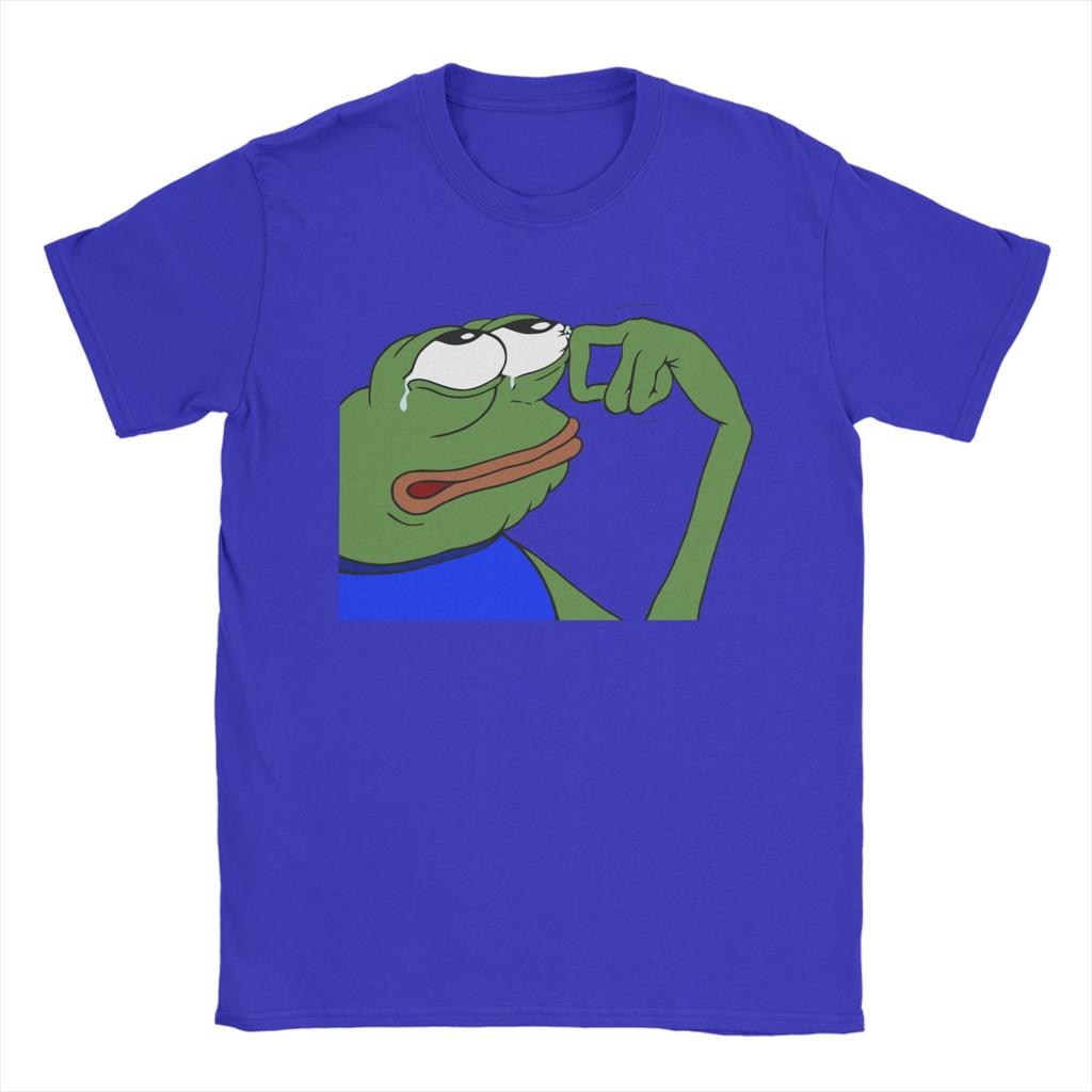 P-Pepe Frog Sad Men's T Shirts Funny Meme Novelty Tees Short Sleeve Crew Neck T-Shirt Pure Cotton Original Clothes