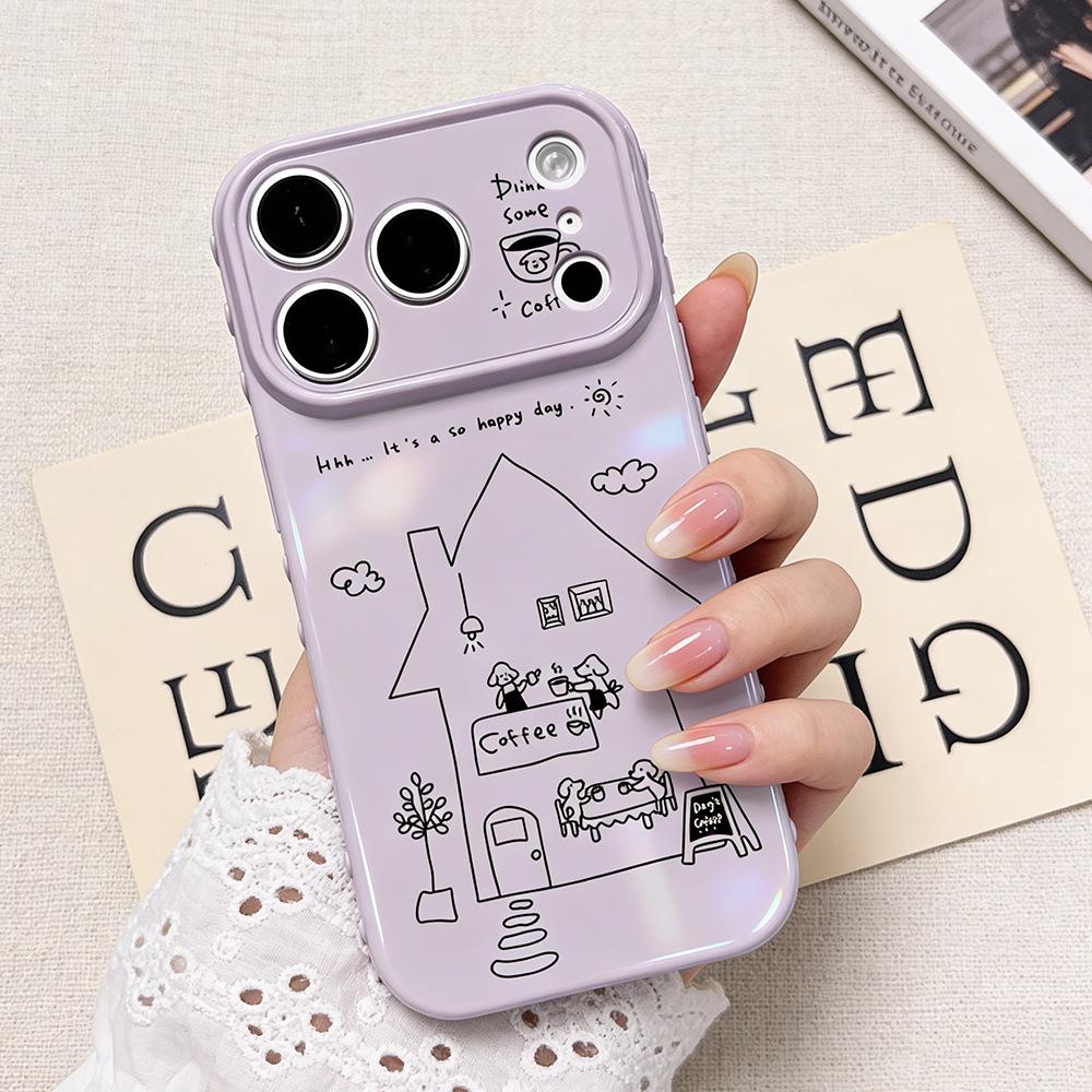 iPhone 17/17 Pro Line Art House Anti-Drop Protective Case for Apple 16/15/14