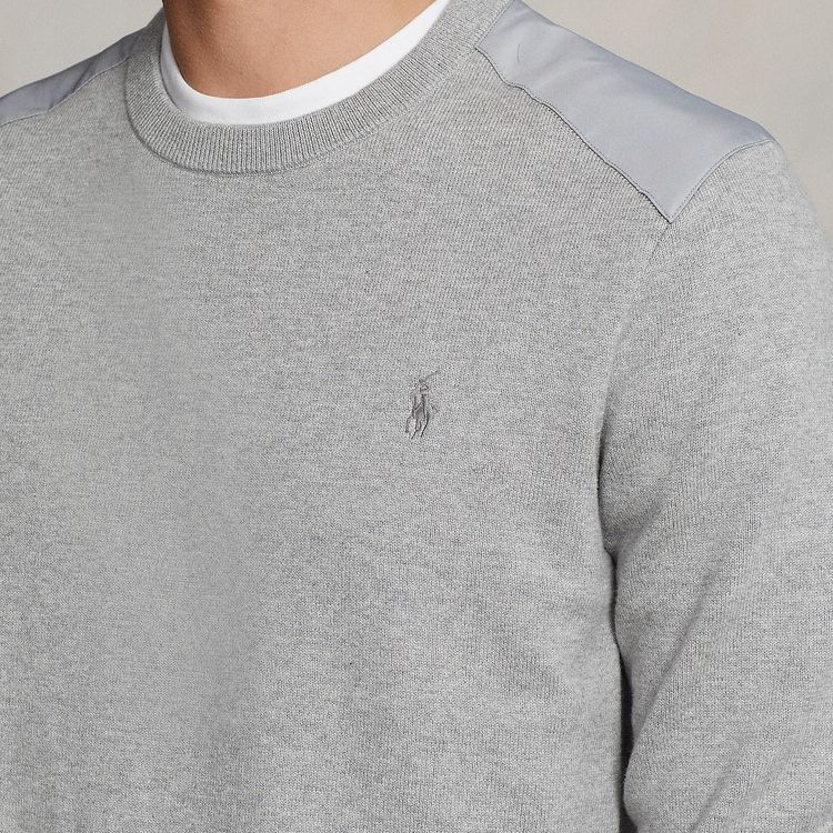 Polo Ralph Lauren Solid Logo Embroidered Crew Neck Pullover Sweater Men Sweater Gray MNPOSWE16820874-020