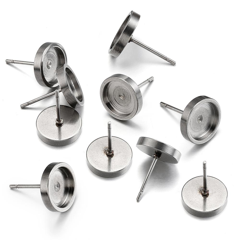 

10pcs 6/8/10mm Stainless Steel Earring Studs Tray Cabochon Earrings Base for Ear Earrings Jewelry Making DIY Ear Accessories Inner 6mm