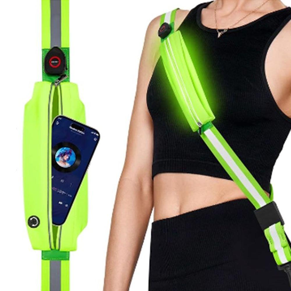 Night Safety Running Crossbody Bag Luminous LED Shoulder Straps Sport Reflective Belt Walking