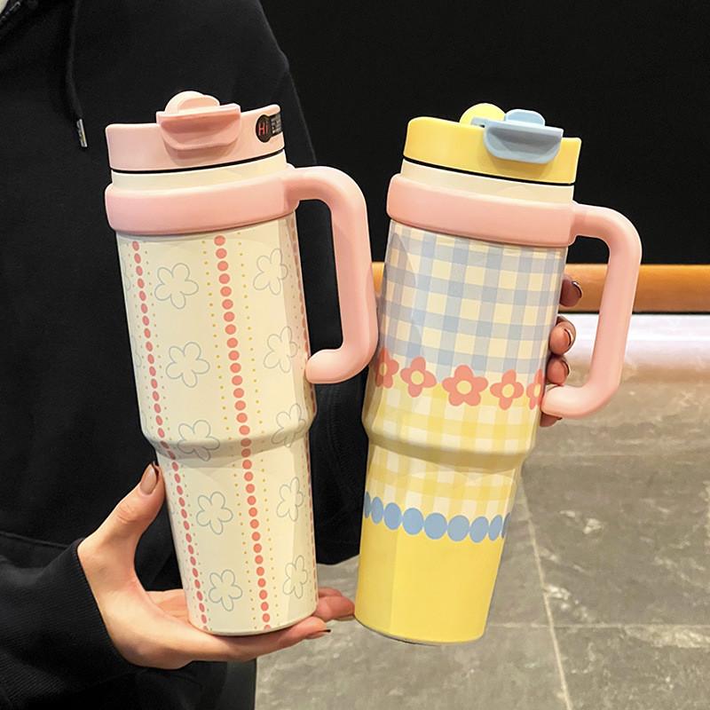 1000ml Insulated Travel Mug With Lock And Straw For Outdoor Use