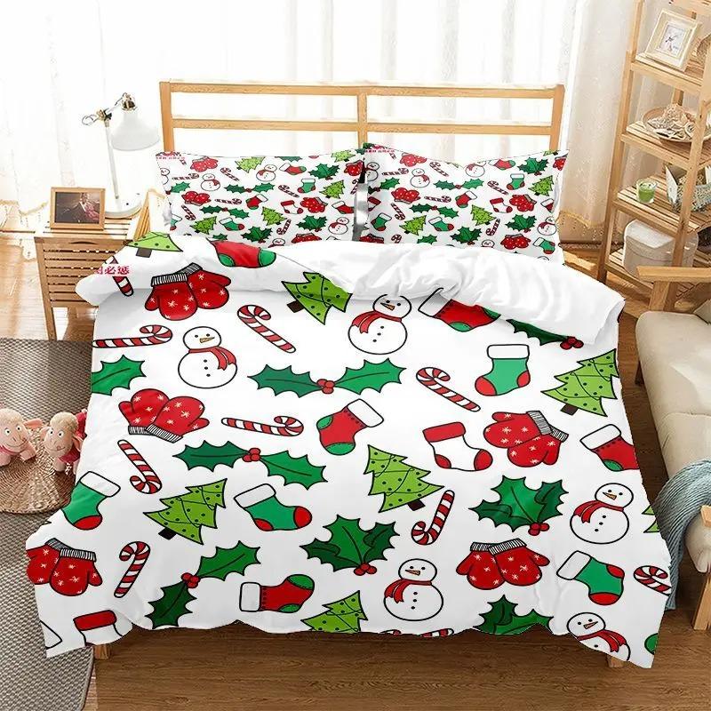 Christmas Kid Duvet Cover KingQueen Size,Red Christmas Socks Decoration 3 Piece Bedding,Merry Christmas Theme Quilt Cover,cream