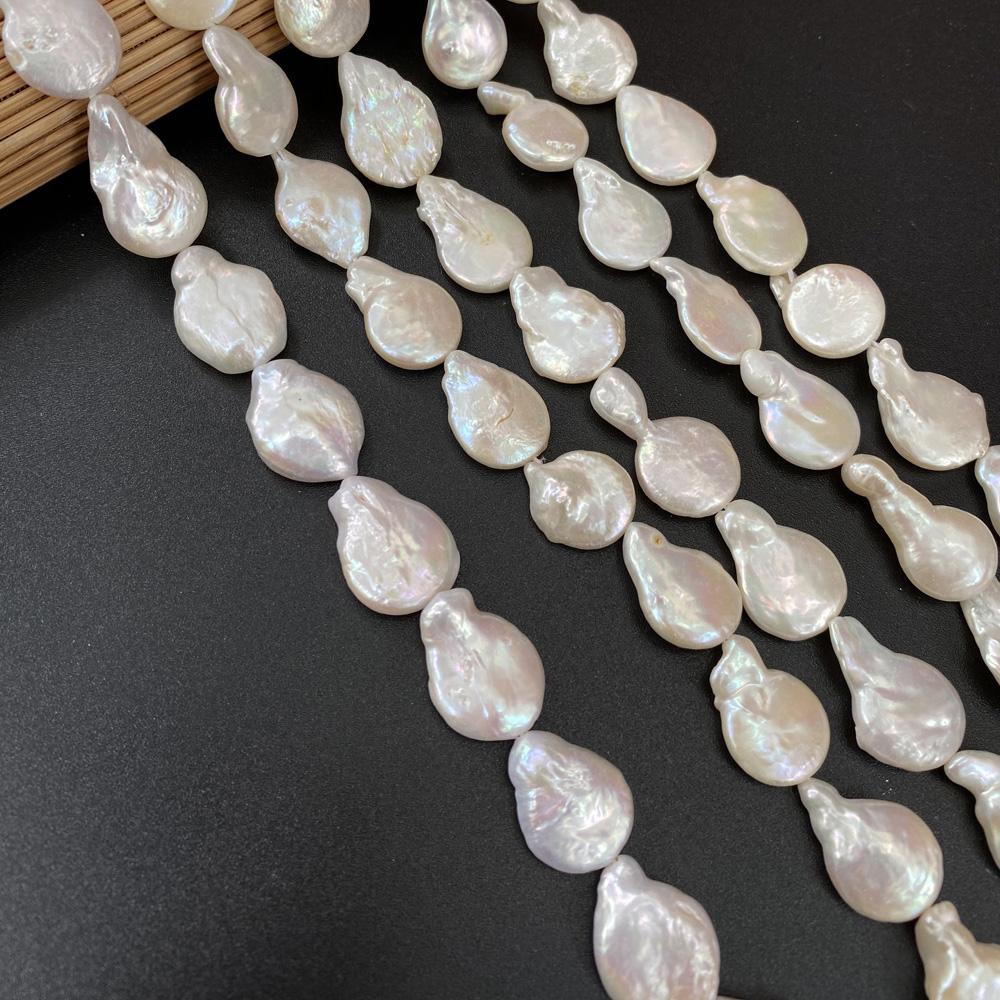 1String, Irregular Pearls, 13×20-14×22mm, White Natural Freshwater Pearl Beads for Jewelry Making DIY Supplies, Women's Craft Gifts 36cm