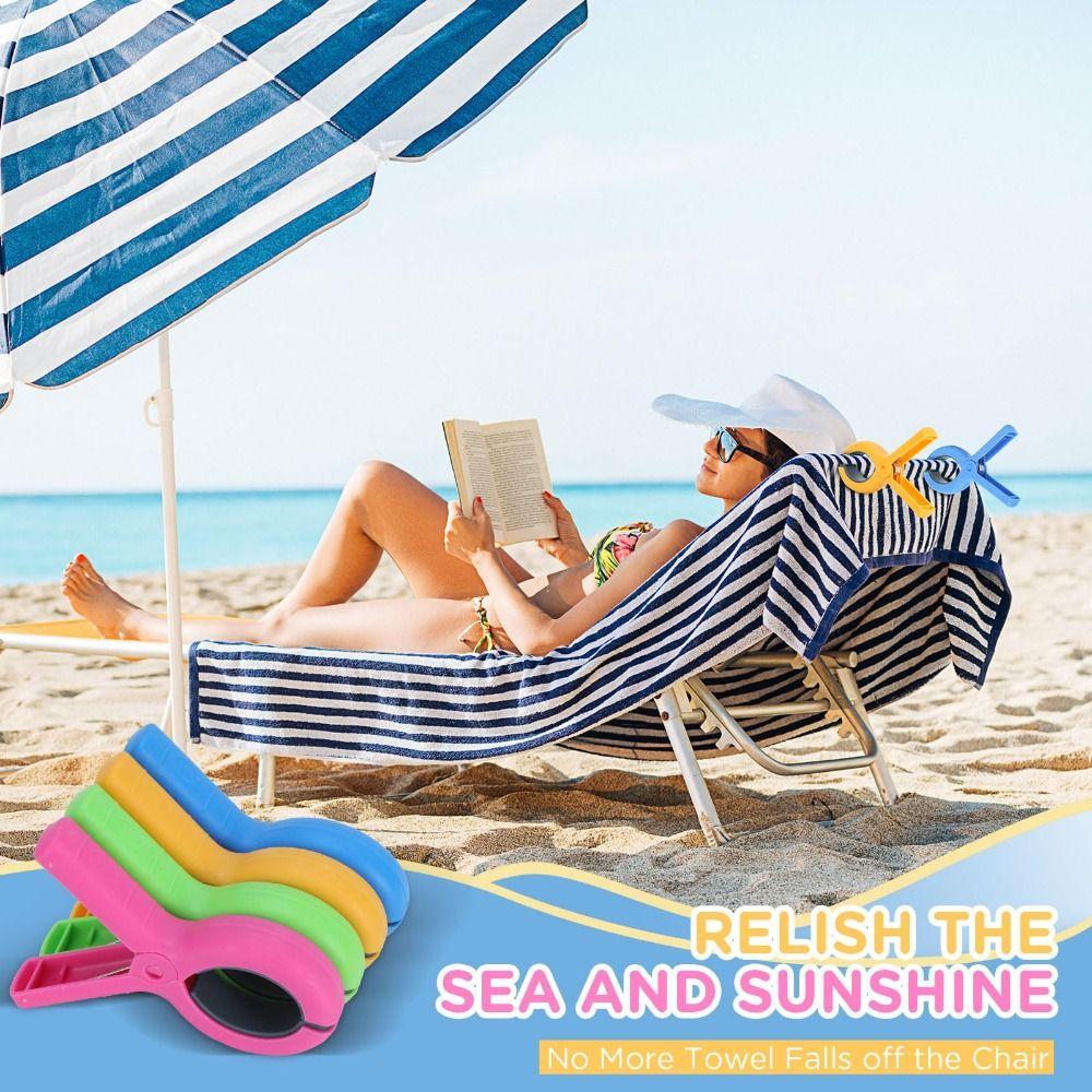 Pinces à Serviette 5,1 Pouces pour Chaises de Plage Grandes Pinces à Séchage pour Couettes Pince à Linge de Séchage Serviette de Plage