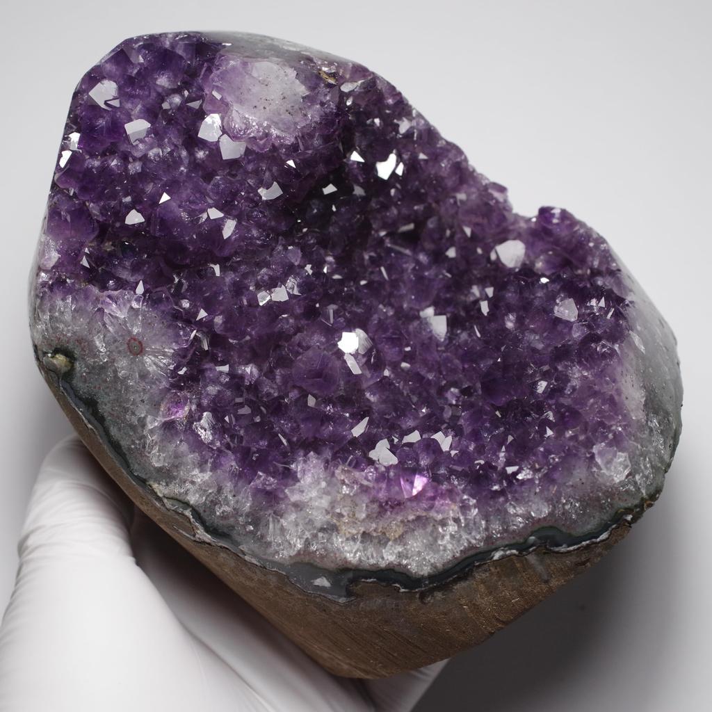 stone Natural Mineral Amethyst Cluster Uruguay Crystal [N2 Natural] (Amethyst Geode) - - (66 "One-of-a-kind" Approx. 1450g, 121x93x104mm)