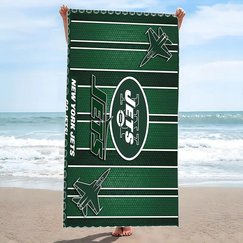 New York Jets Print Beach Towel, Large Soft Quick Dry Towel for Beach Camping Swimming
