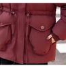 2024 Red & White Plus Size Mid-Length Duck Down Coat - Thickened, Warm, Loose Fit