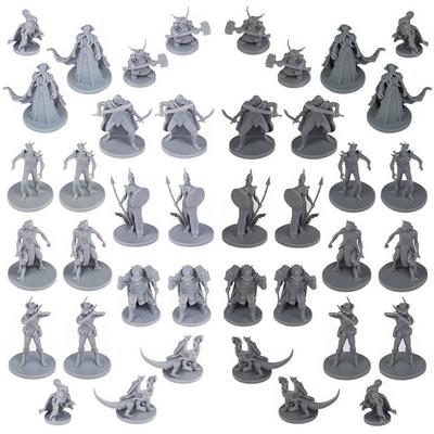 Path Gaming Fantasy Miniature Kit Types X 4 for Painting Practice and Tabletop 28mm Path 40 40-Piece (10 Figures) Role-Playing, Unpainted, Scale, D&D