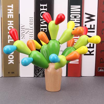 Kindergarten Children's Cactus Wooden Building Block Splicing Cactus Baby Educational Early Education Toy