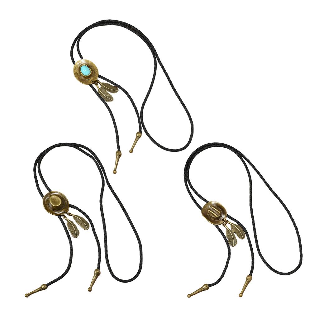 Vintage Western Cowboy Bolo Tie Cowboy Hat Necktie Punk Lariat Necklace Costume Accessory Bolo Tie Western