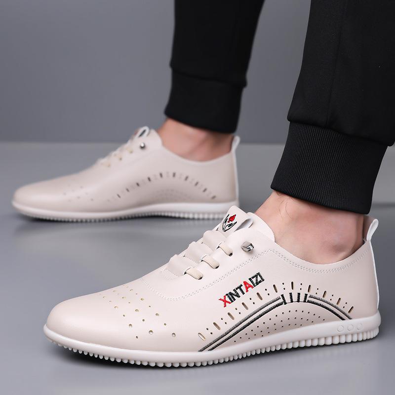 Summer Trendy Shoes Fashionable Versatile Personality Men's Casual Business Leather Shoes Crocodile Pattern Leather Surface Trend One Pedal Men's Shoe