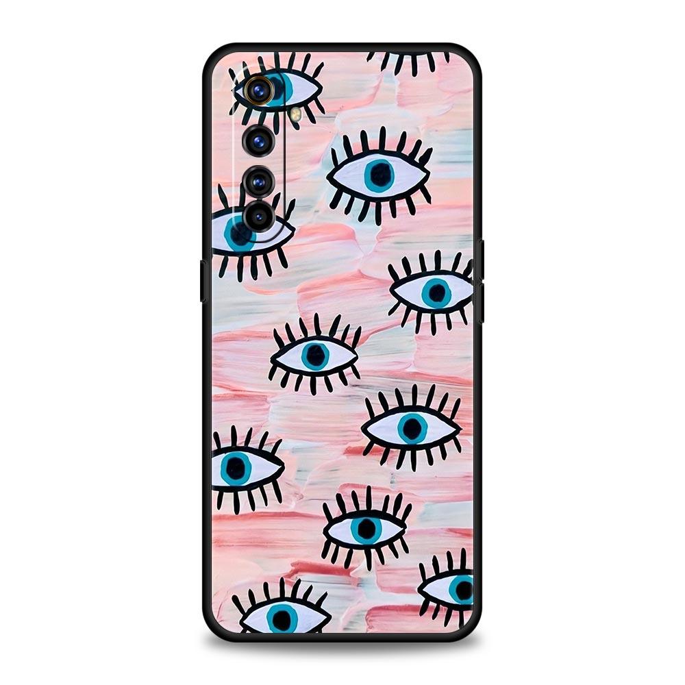 Lucky Eye Blue Evil Eye Print Phone Case For Realme 10 9 8 5G 7 6 GT2 Pro Plus 9i 8i C21 C11 C25 C35 GT Neo 2 3 3T Black Cover