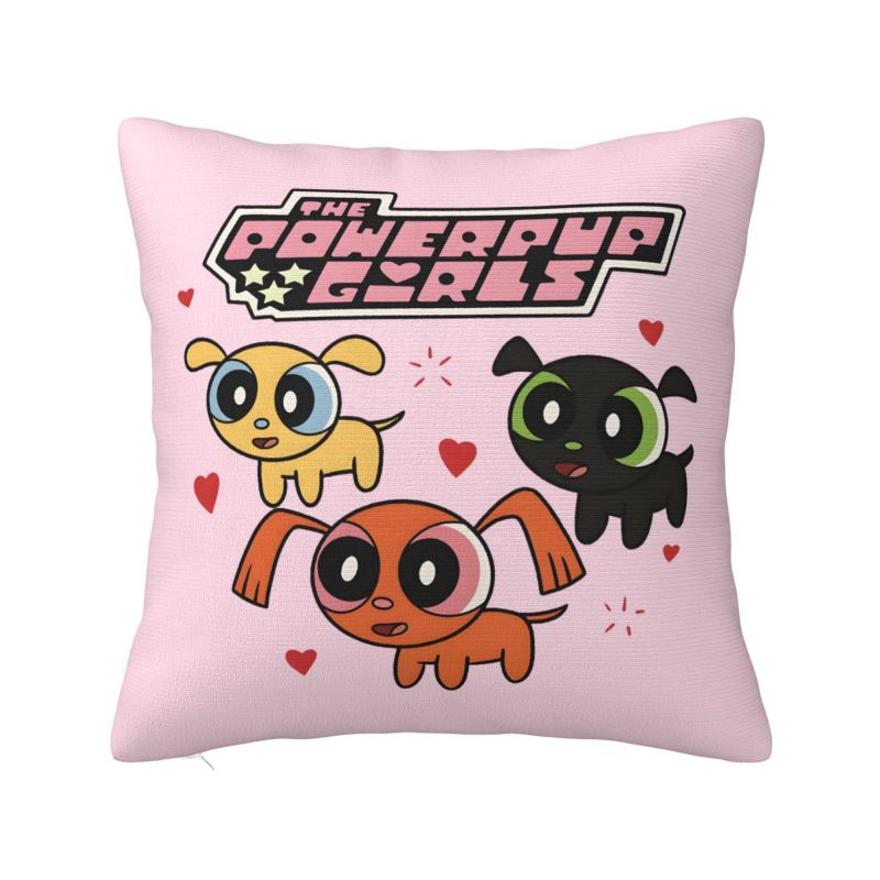 Custom Fashion The P-PowerPuffs Girls Cushion Covers 40x40cm Soft Cartoons Pillow Case for Car Square Pillowcase