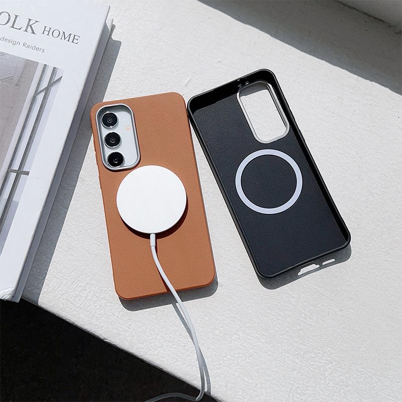 Suitable for Samsung S24ultra Mobile Phone Case Samsungs25 Mobile Phone Case Leather Pattern Magnetic Suction Mobile Phone Case