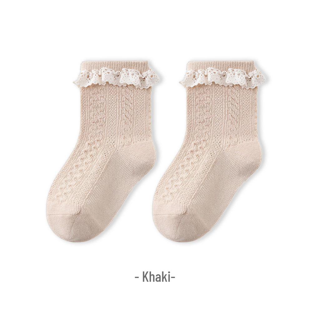 

Детские кружевные носки принцессы - Мягкий, дышащий хлопок для осени/зимы M (Fit: 12-14cm) 1-3 years