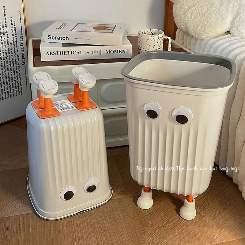 Cute Cartoon Eye Design Trash Can Home Office Bedroom Living Room - Plastic Waste Bin With Feet