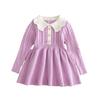 Girls Sweater Dress Winter New Korean Style Fashionable Solid Color Little Girl Knitted Long Sleeve Princess Dress