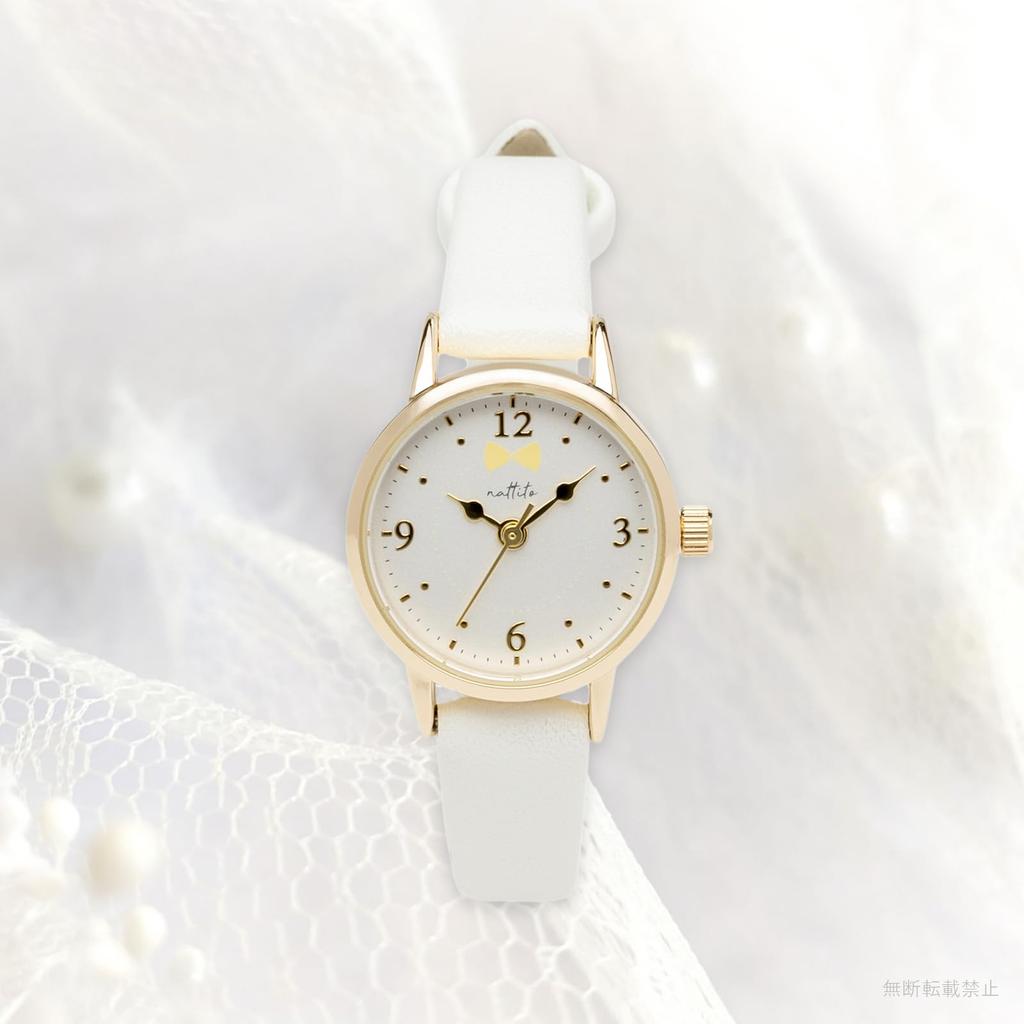 Fieldwork Analog Watch with a Cute Synthetic Leather Simple Ribbon Perfect for Everyday White Women's Band, Design, Wear, (JN052-1 WH)
