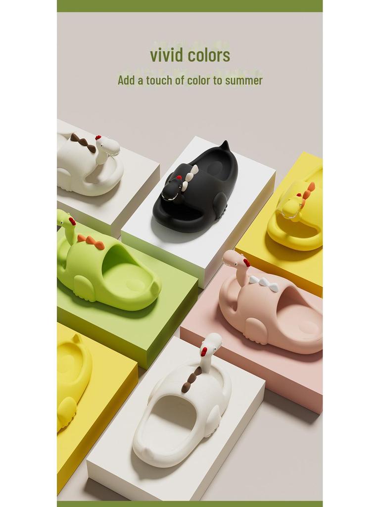 Damskie letnie kapcie z motywem dinozaura - urocze sandały kąpielowe do użytku wewnątrz i na zewnątrz