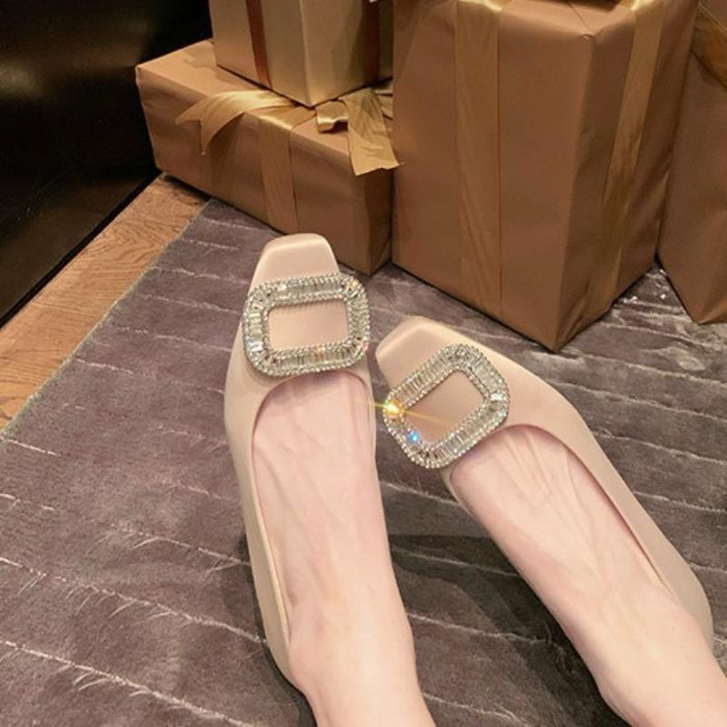 New Style Platform Square-toe Low-heeled Women's Shoes