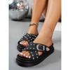 Summer New Style, Cross Thick Soled Shoes, Buckle Rivet Slippers, Women's Fashionable Casual Shoes, Outdoor Beach Sandals