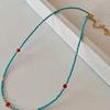 Optimize Turquoise Glass Beads Beaded Necklace Exquisite Fashion Versatile High Sense Temperament Niche Design Personalized Items