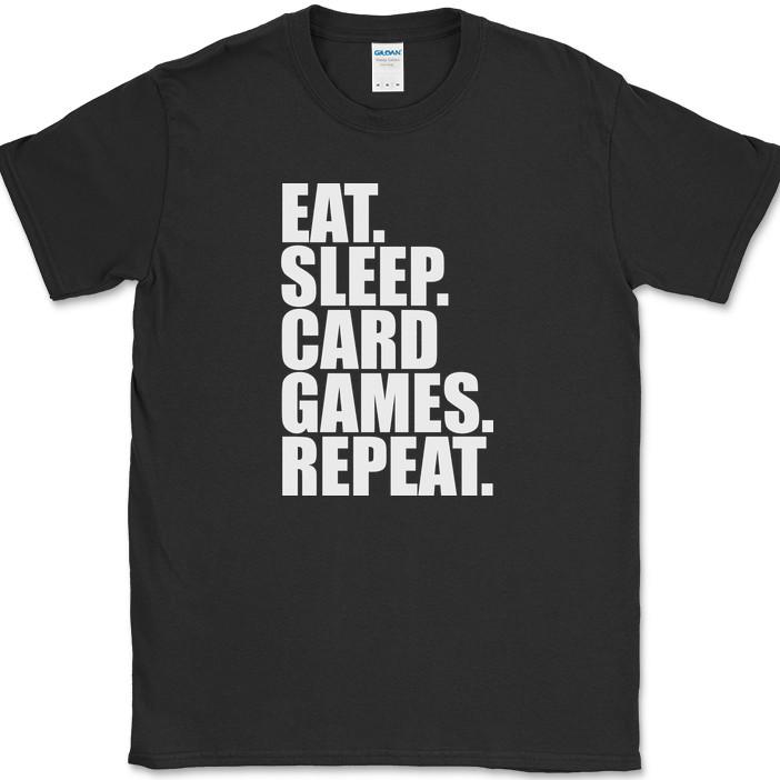 Eat Sleep Card Games Repeat T-Shirt Funny Family Gaming Humor Gift Tee S