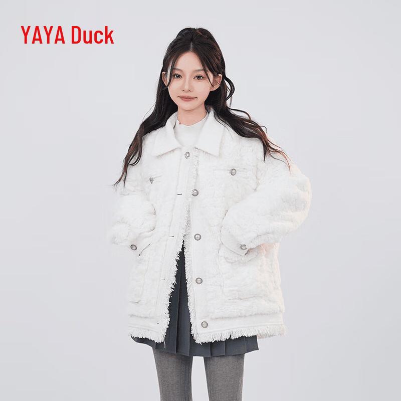 

YAYA Женский пуховик из искусственного меха с тканым пэчворком 2024 YE4B617413W M