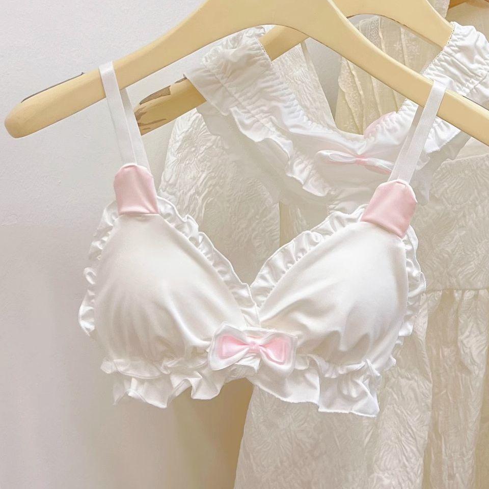 Girls Bras Pink Cute Heart Deep V Push Up Bras For Women Backless Sling Tops Female Lingerie Pad Bras