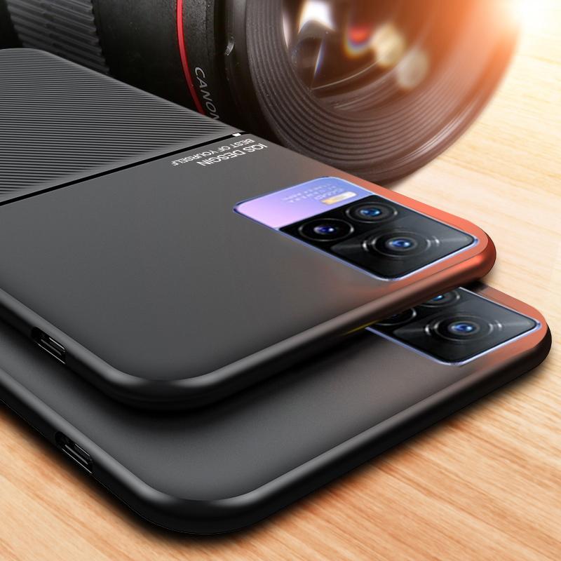 Matte Leather Soft Phone Case For Vivo V25 V21E V20 Pro SE Y20 Y30 Y50 Y70 Y31 Y51 Y52S Y35 Y73 Y73S Armor Shockproof Car Holder TPU Back Cover Shell