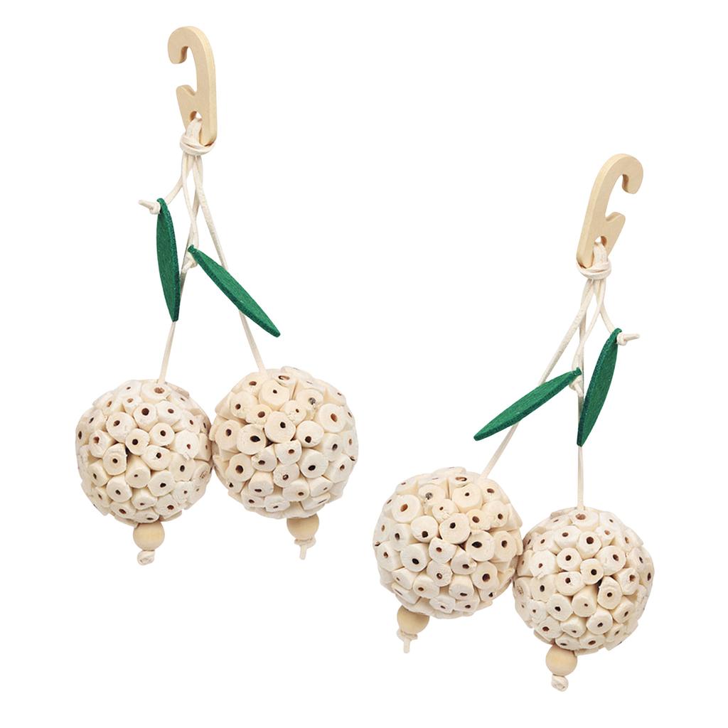 Pet Bird Chew Toy Natural Grass Wood Sphere for Cockatiel Conure Cockatoos Teeth Grinding Toy for Cage Bird