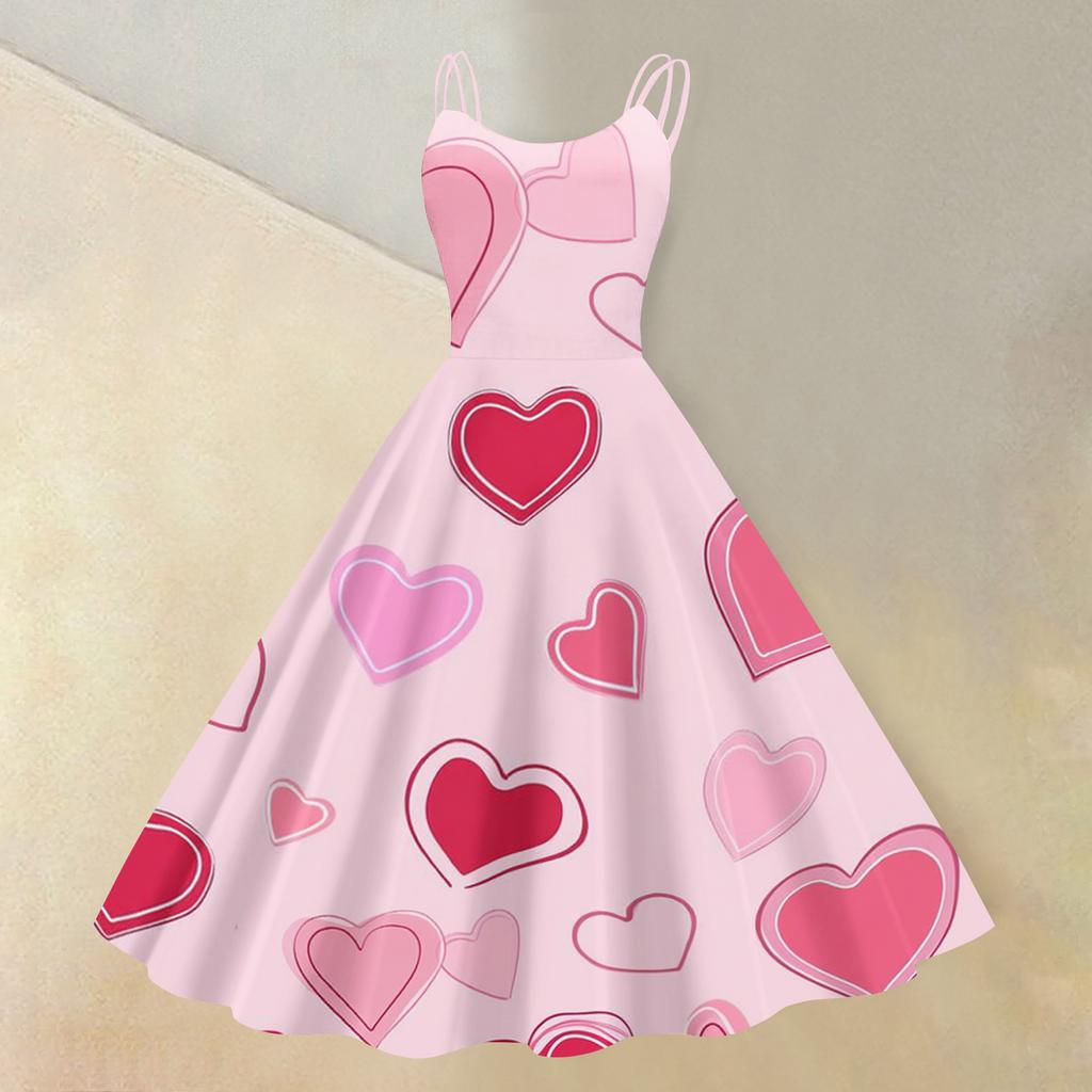 Women's Valentine's Day Floral Print Sexy Off-Shoulder Punk Retro Dress