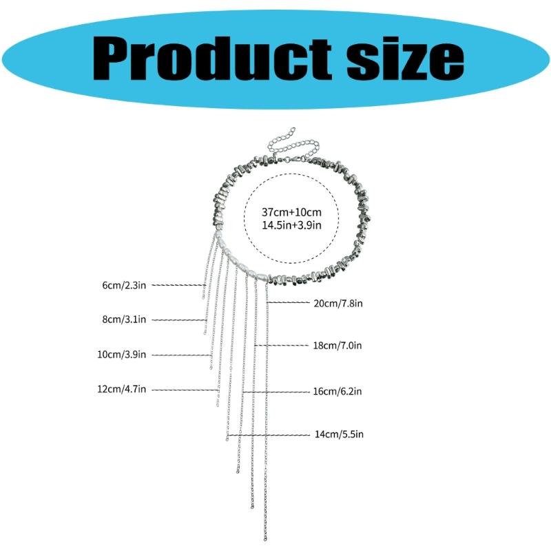 Modische Quasten-Halskette mit unregelmäßigen Perlen, handgefertigte Schlüsselbeinkette, verstellbare Länge, Halskette für Partykleidung